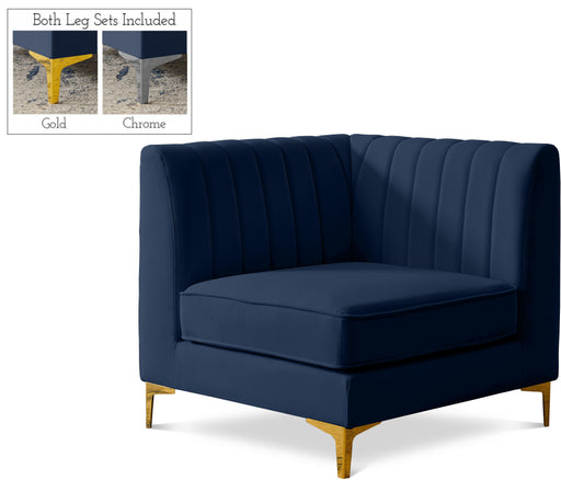 Alina Navy Velvet Corner Chair image