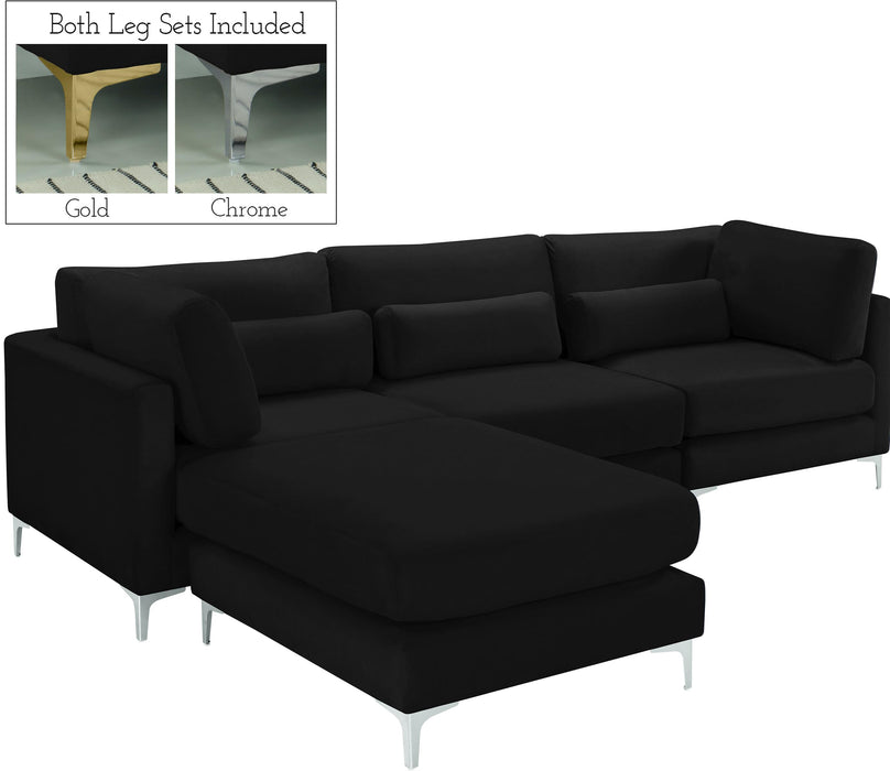 Julia Black Velvet Modular Sectional (4 Boxes)