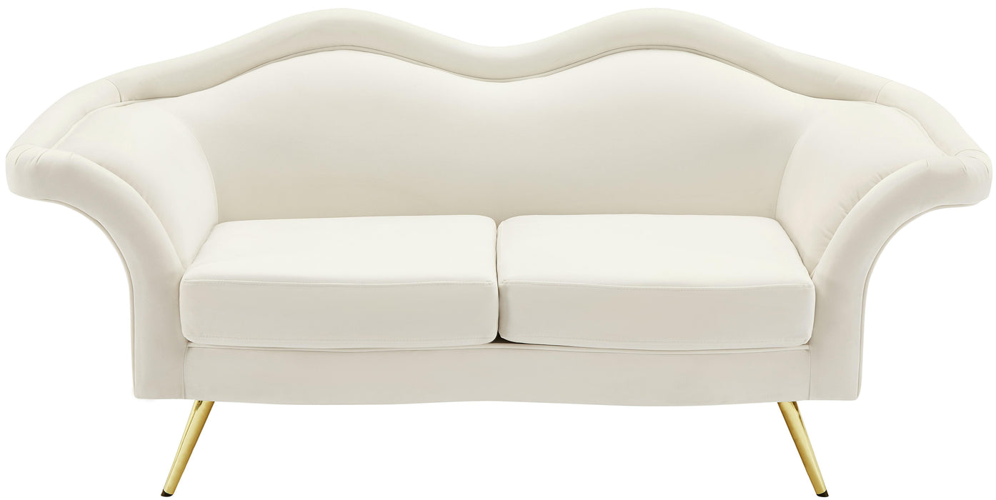 Lips Cream Velvet Loveseat