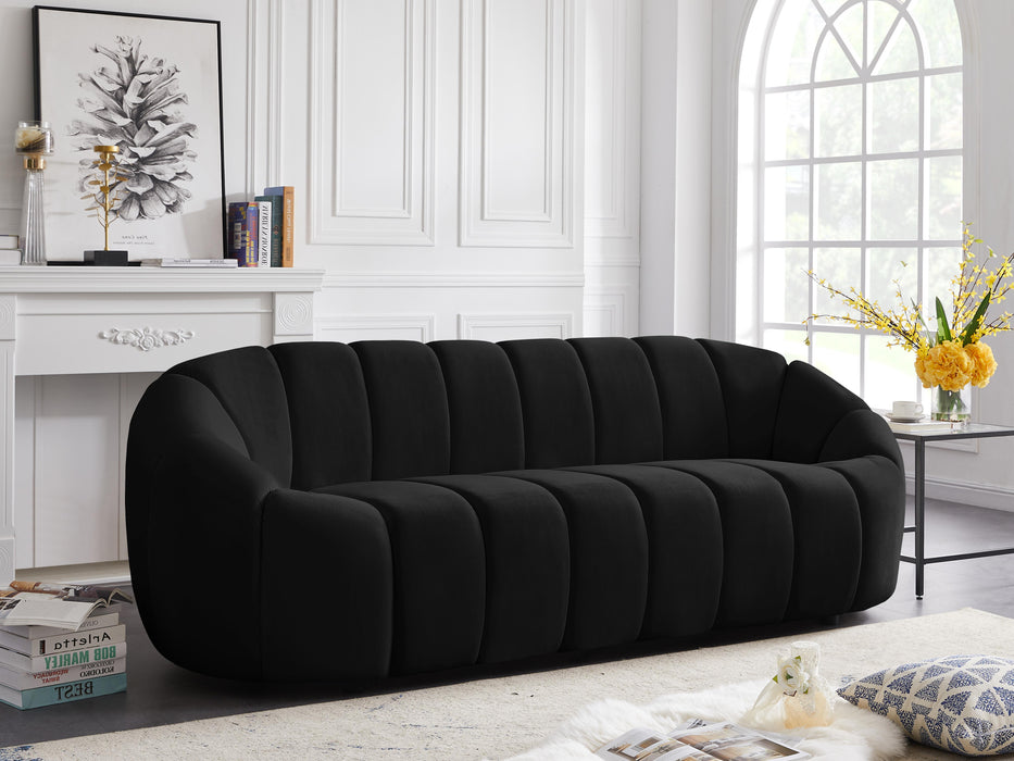 Elijah Black Velvet Sofa