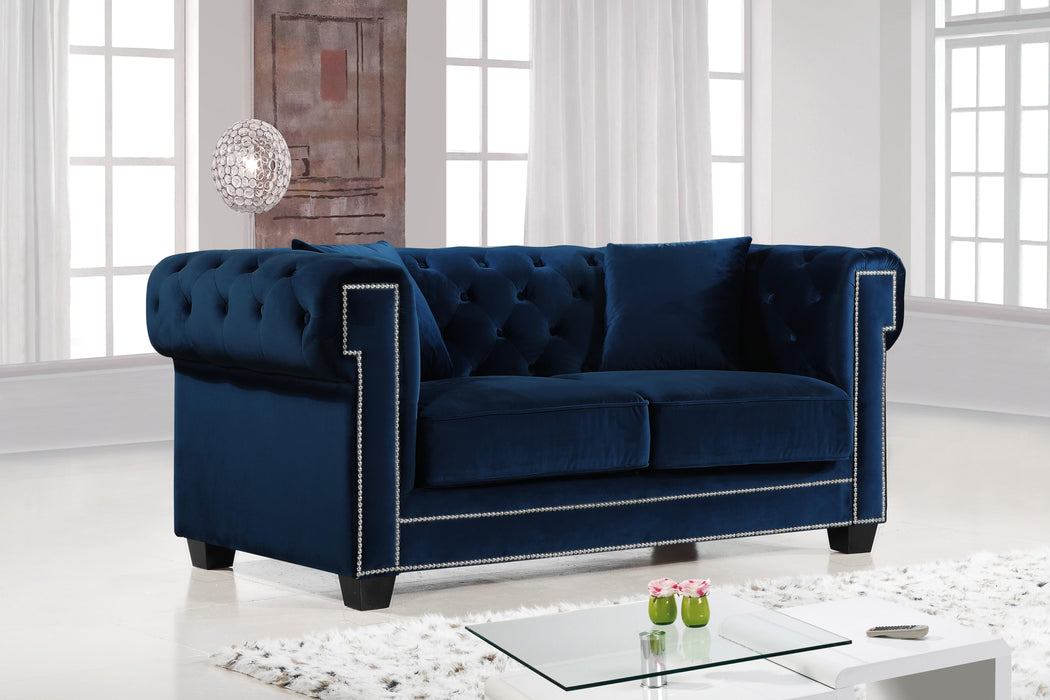 Bowery Navy Velvet Loveseat