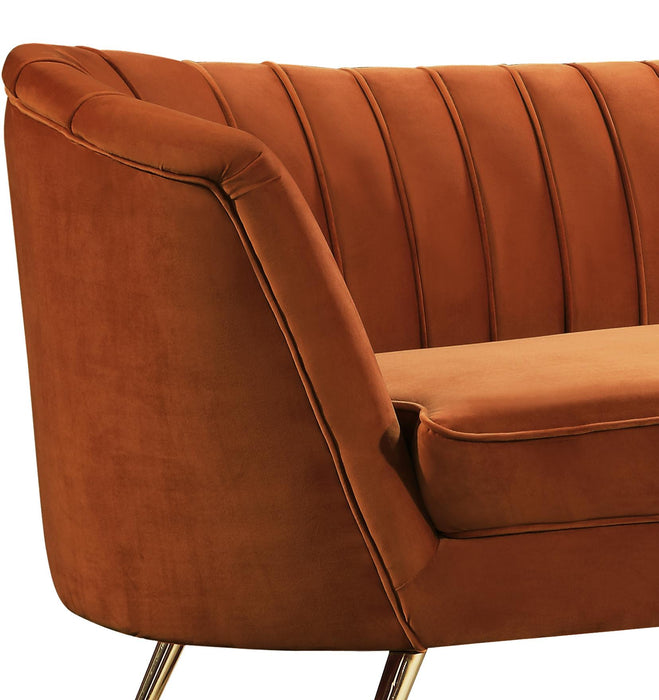 Margo Cognac Velvet Loveseat