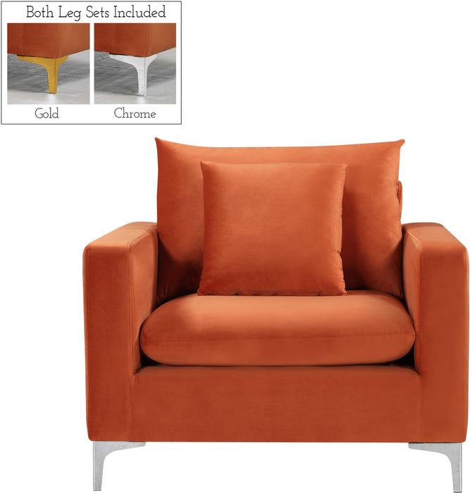 Naomi Cognac Velvet Chair