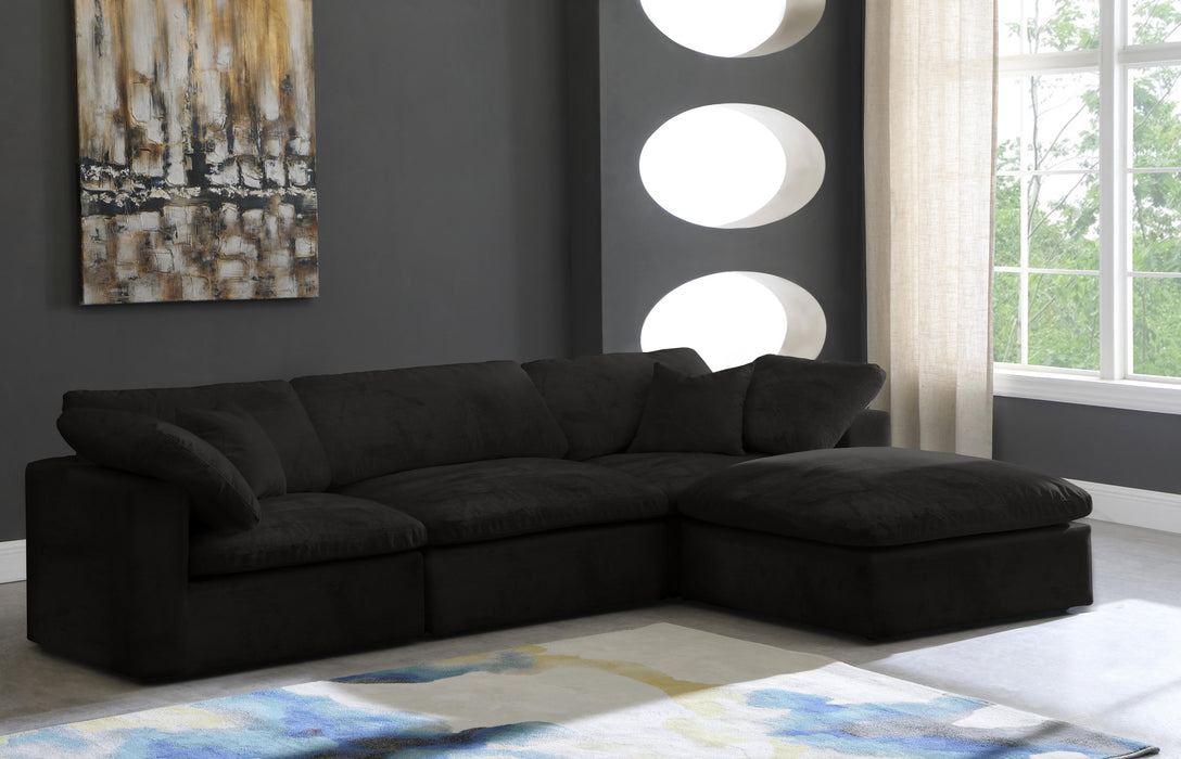 Cozy Black Velvet Cloud Modular Sectional