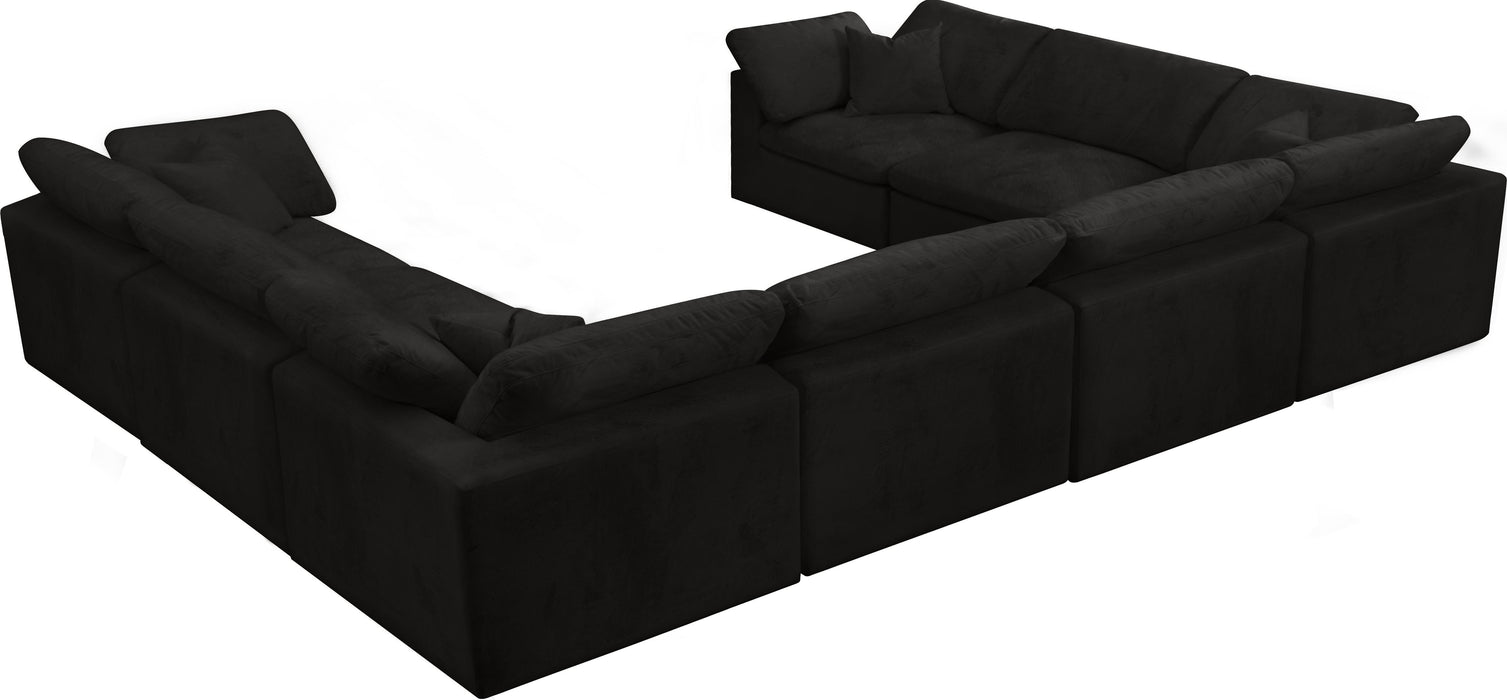 Cozy Black Velvet Cloud Modular Sectional