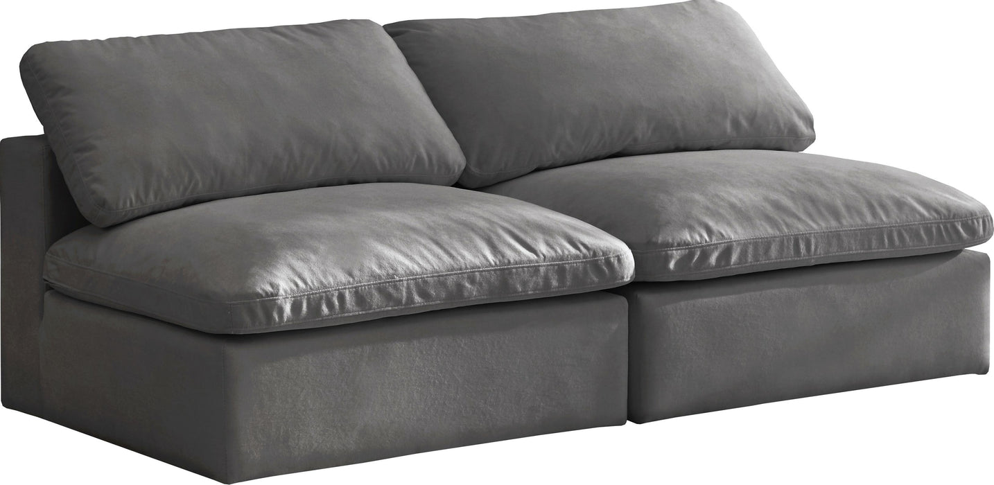 Cozy Grey Velvet Cloud Modular Armless Sofa