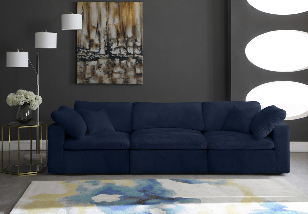 Cozy Navy Velvet Cloud Modular Sofa