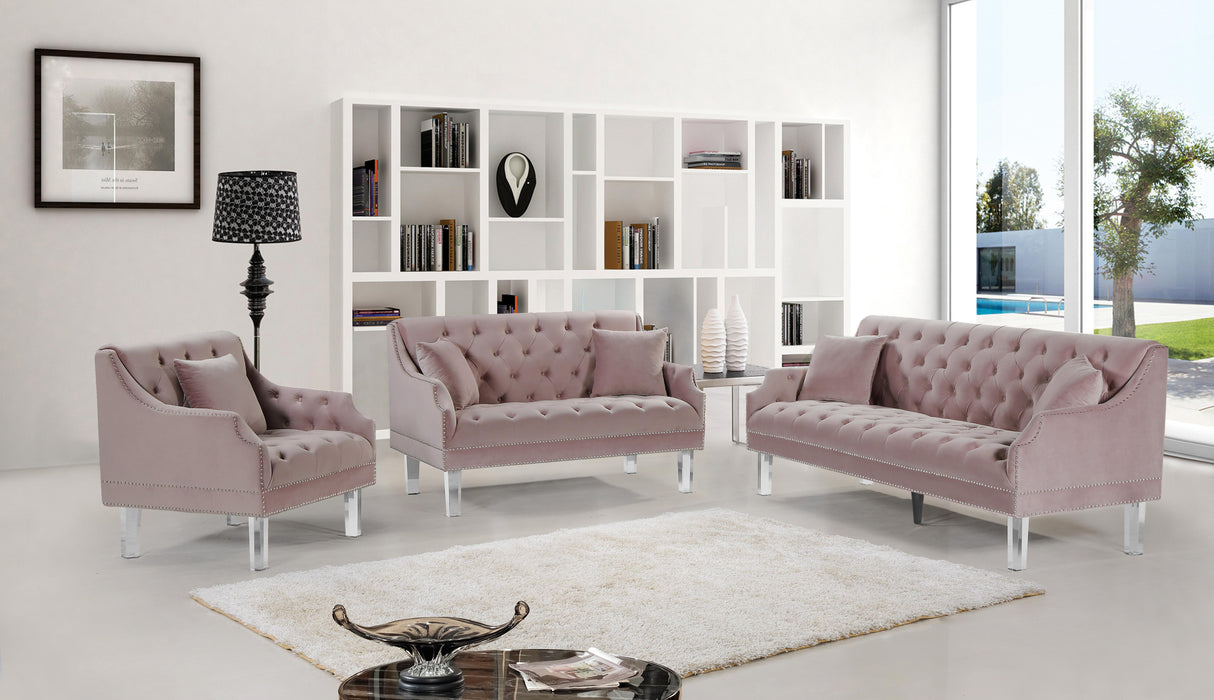 Roxy Pink Velvet Loveseat