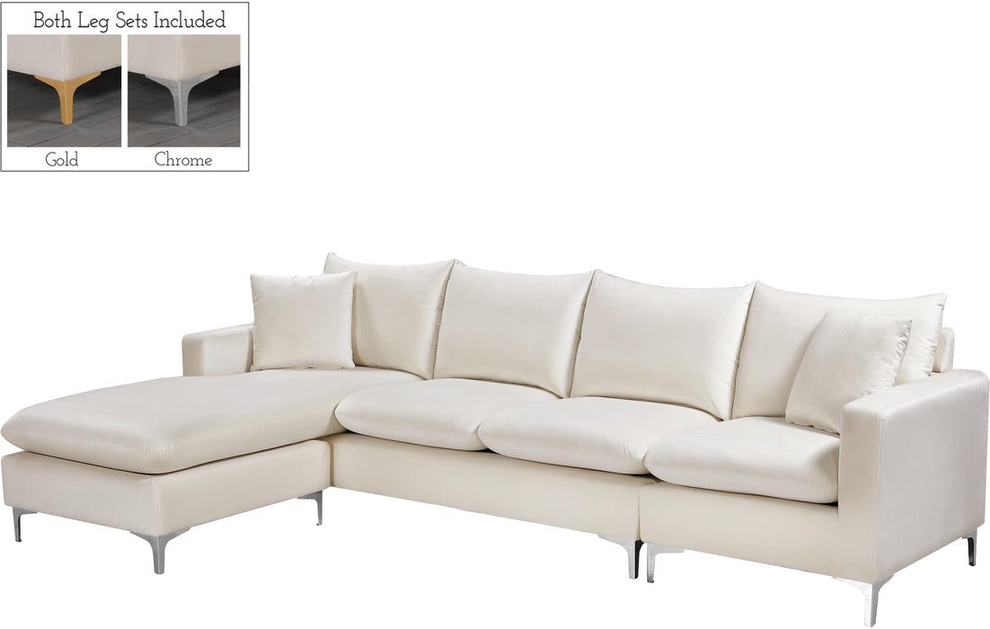 Naomi Cream Velvet 2pc. Reversible Sectional