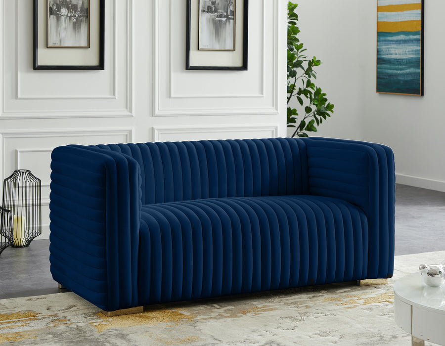 Ravish Navy Velvet Loveseat