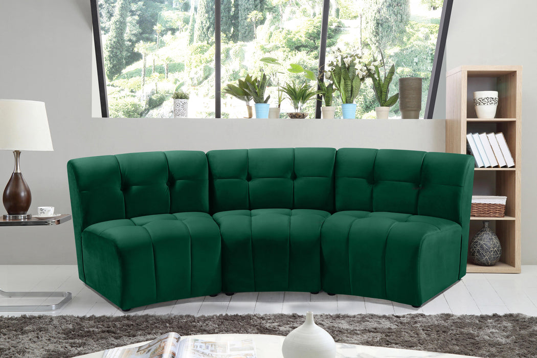 Limitless Green Velvet 3pc. Modular Sectional