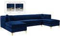 Graham Navy Velvet 3pc. Sectional image