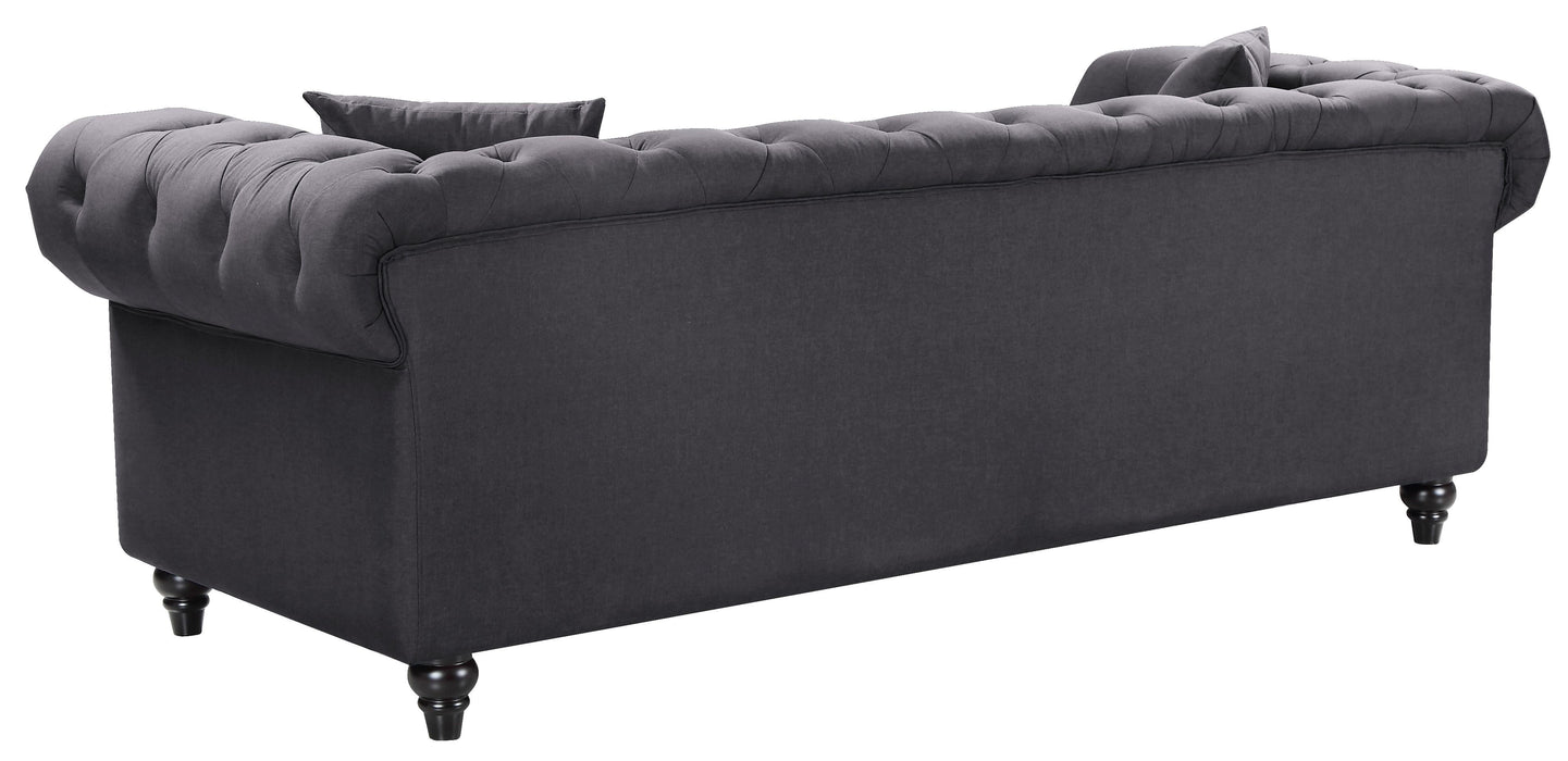 Chesterfield Grey Linen Loveseat