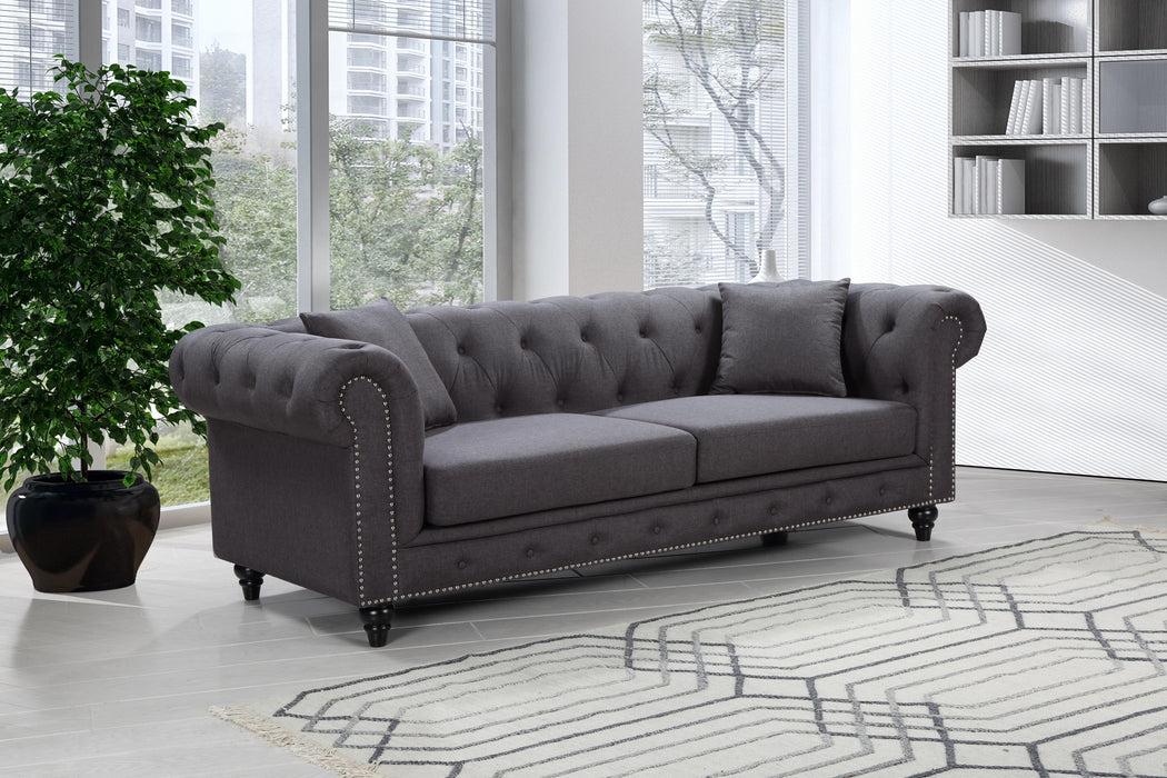 Chesterfield Grey Linen Sofa