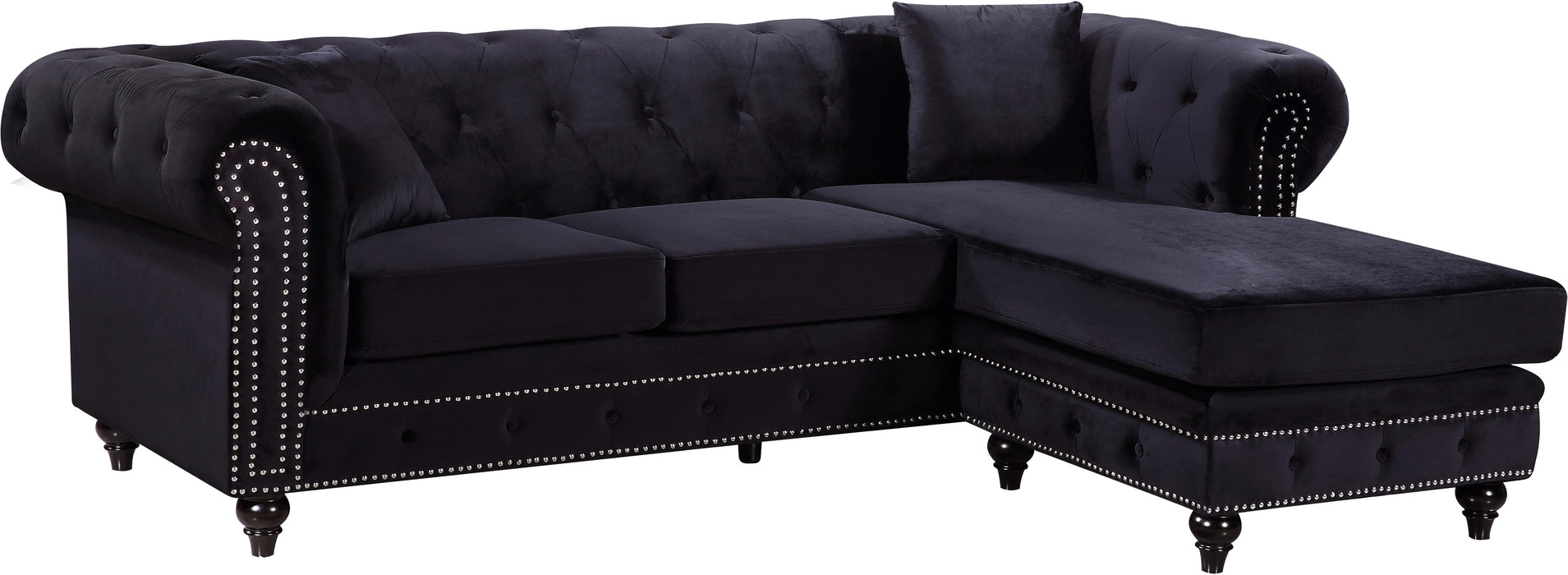 Sabrina Black Velvet 2pc. Reversible Sectional image