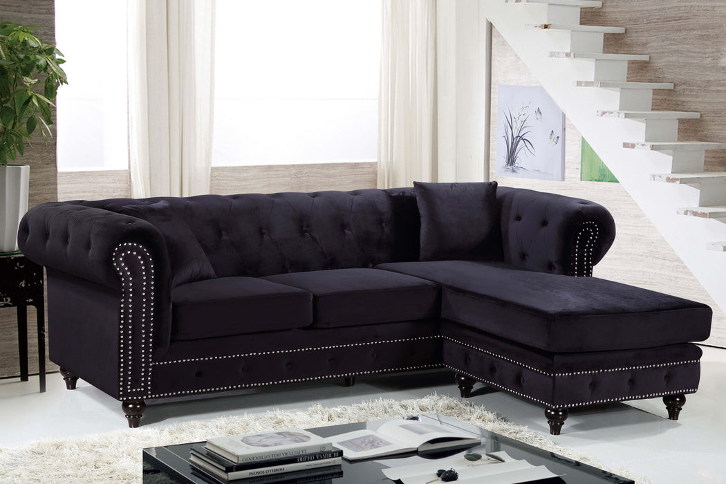 Sabrina Black Velvet 2pc. Reversible Sectional