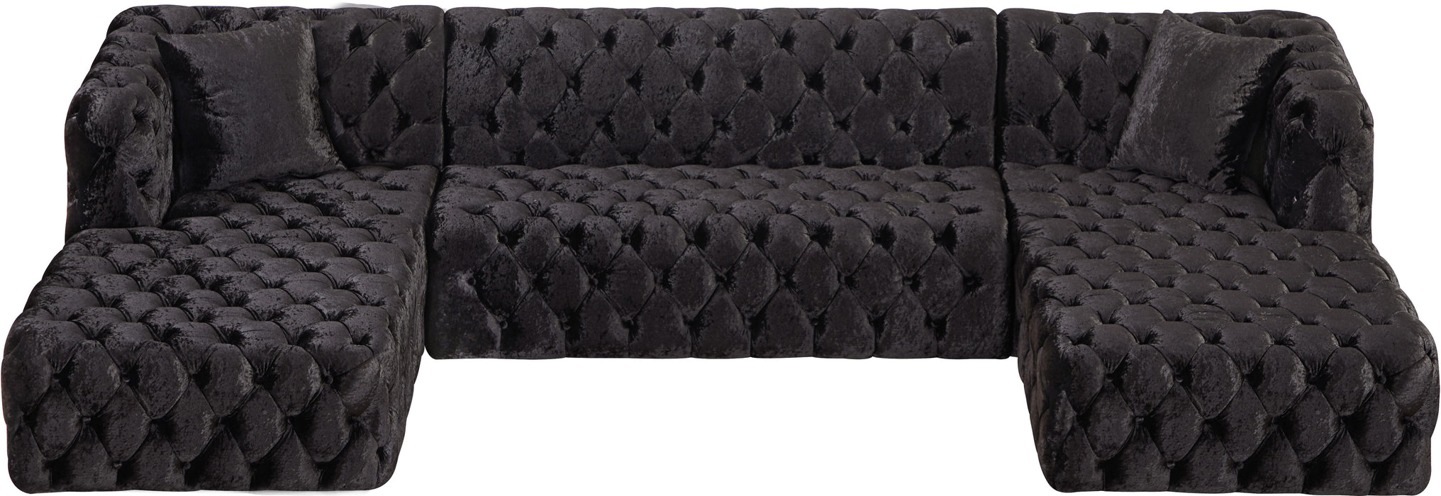 Coco Black Velvet 3pc. Sectional (3 Boxes)