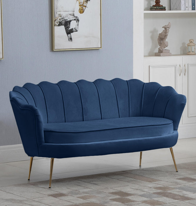 Gardenia Navy Velvet Loveseat