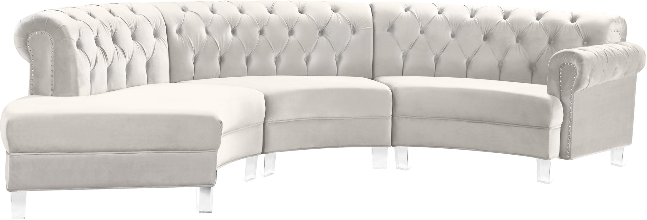 Anabella Cream Velvet 3pc. Sectional