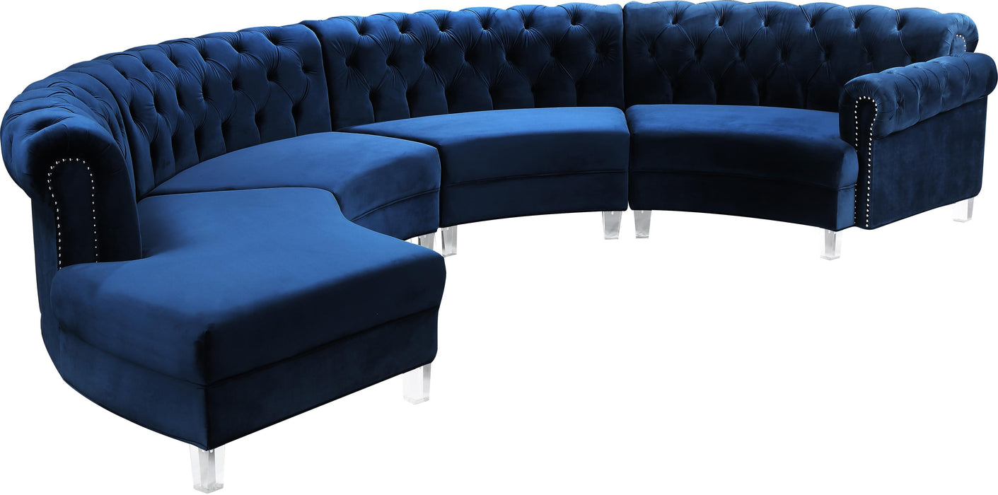 Anabella Navy Velvet 4pc. Sectional