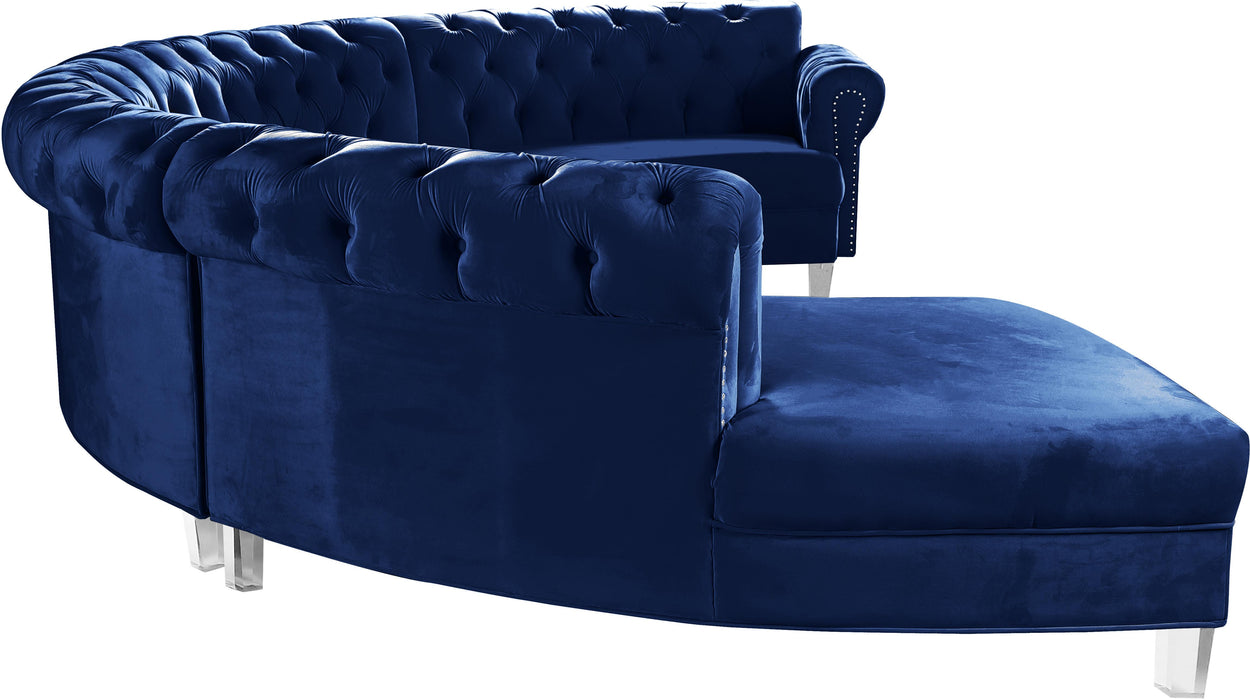 Anabella Navy Velvet 4pc. Sectional