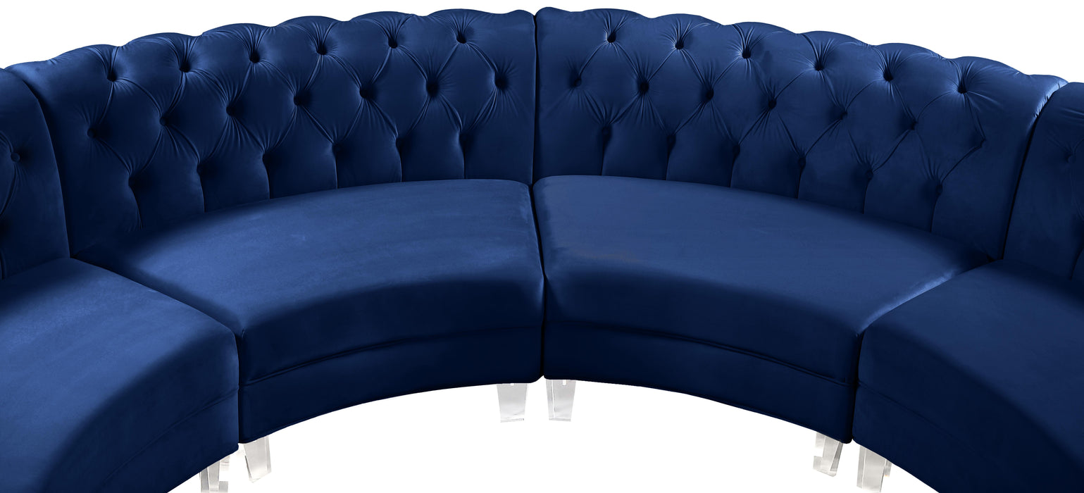 Anabella Navy Velvet 5pc. Sectional