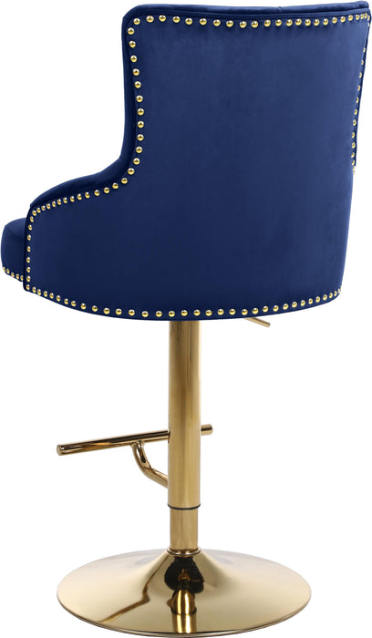 Claude Navy Velvet Adjustable Stool