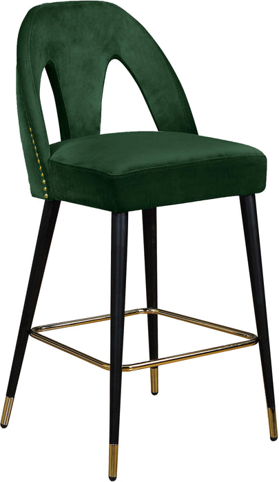 Akoya Green Velvet Stool