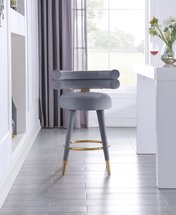 Fitzroy Grey Velvet Counter Stool