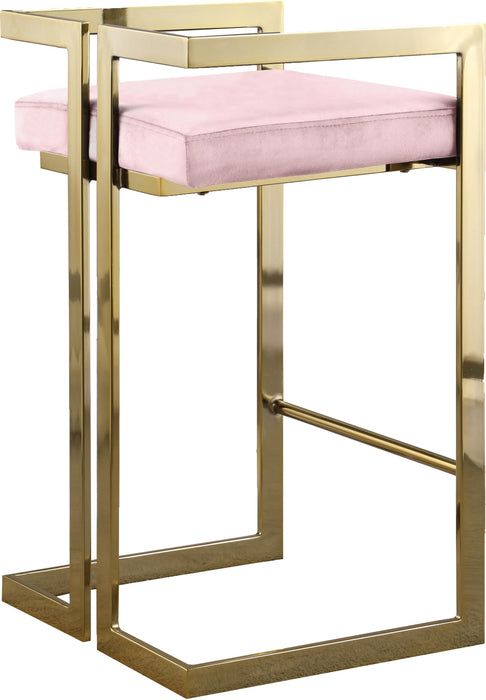 Ezra Pink Velvet Stool