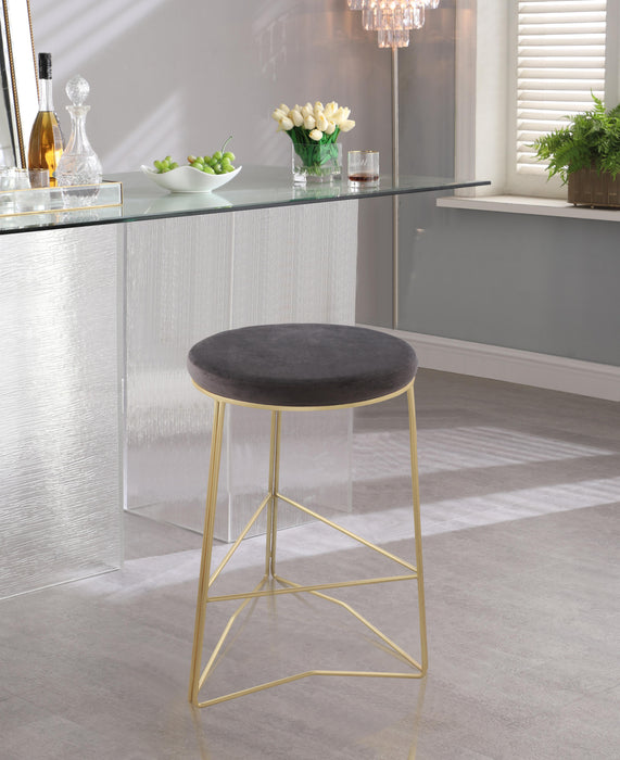 Tres Grey Velvet Counter Stool