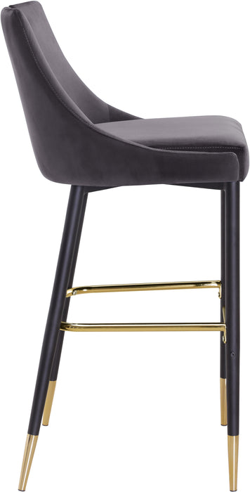 Sleek Grey Velvet Stool