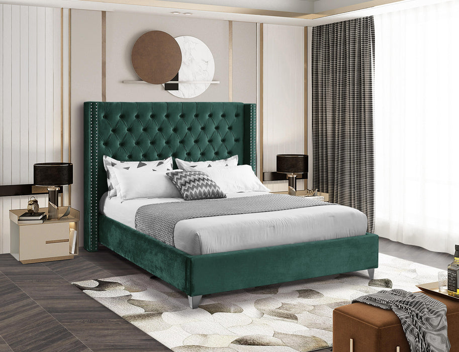 Aiden Green Velvet King Bed