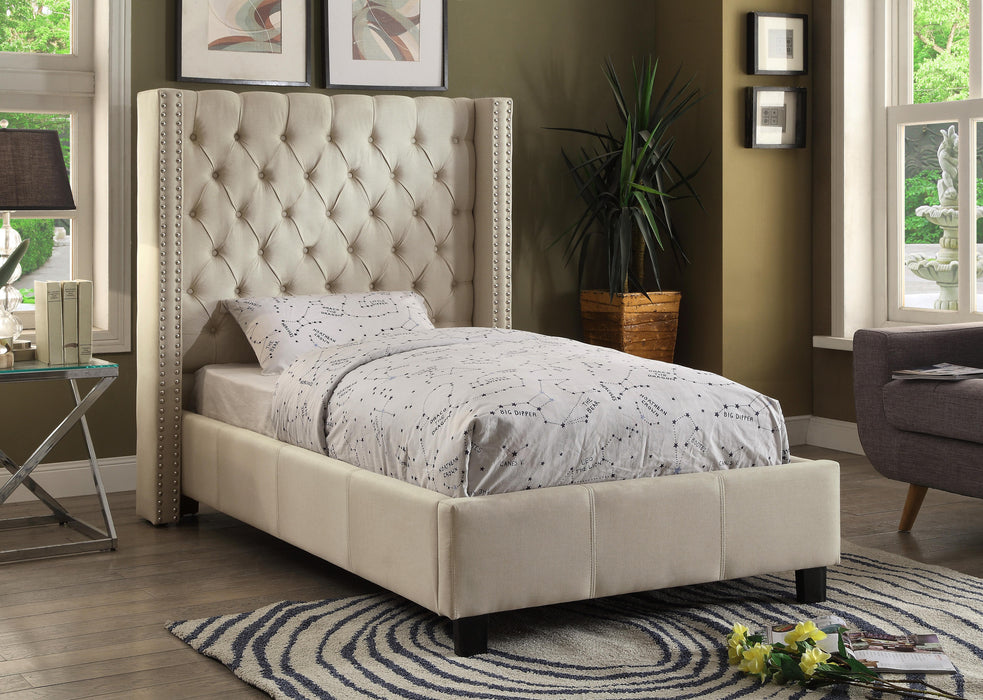 Ashton Beige Linen Twin Bed