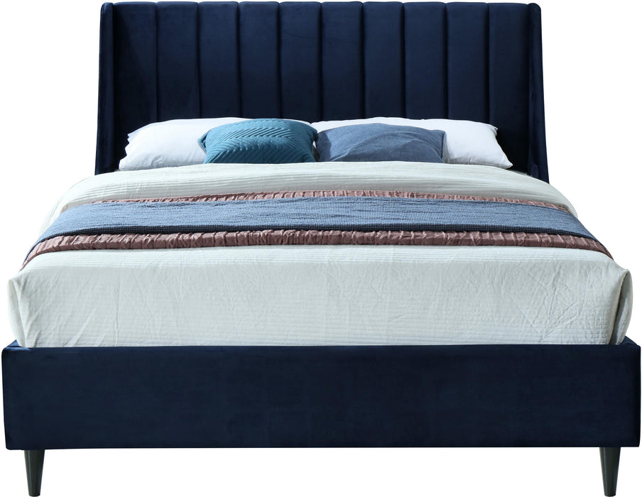 Eva Navy Velvet King Bed