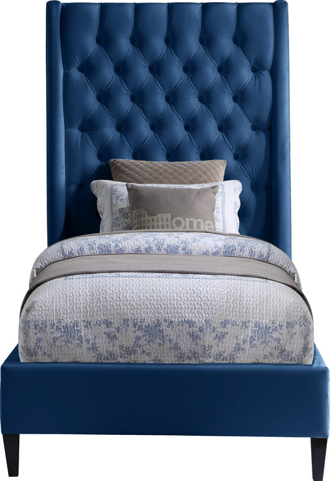 Fritz Navy Velvet Twin Bed