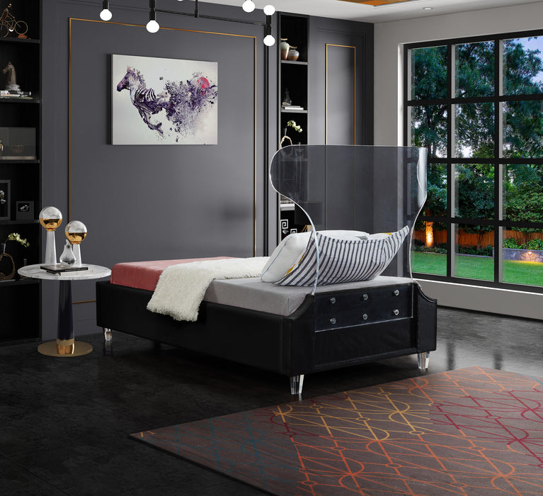 Ghost Black Velvet Twin Bed