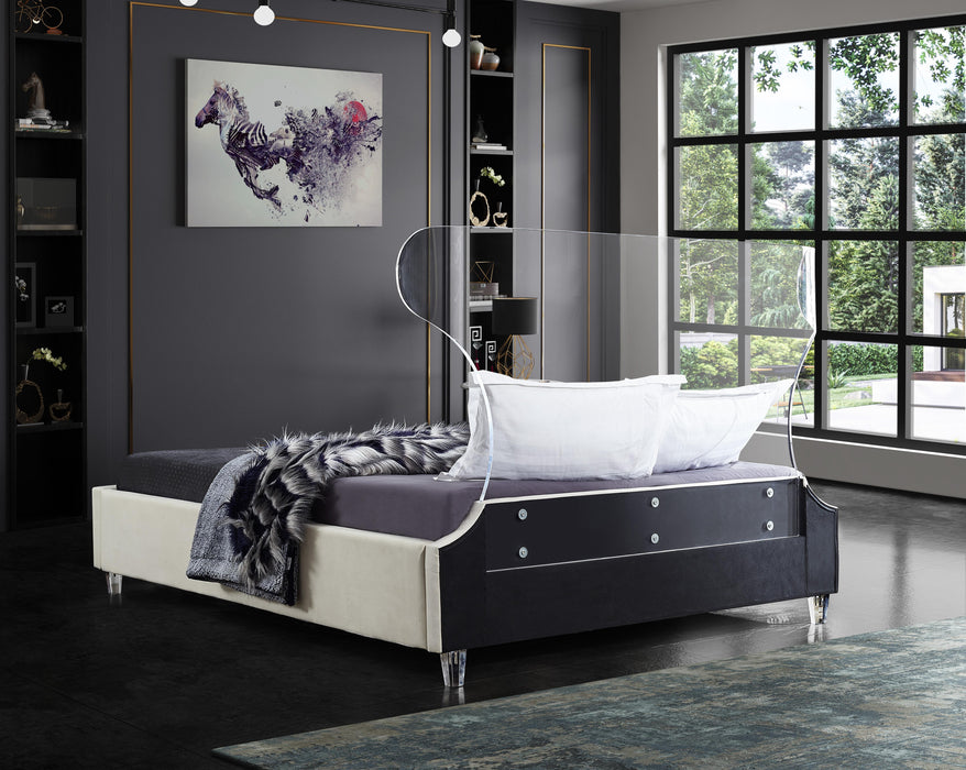 Ghost Cream Velvet King Bed