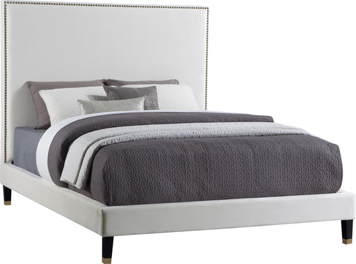 Harlie Cream Velvet Queen Bed image