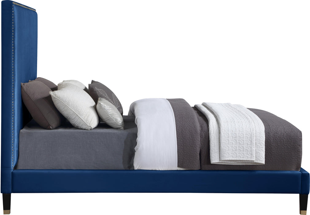 Harlie Navy Velvet Full Bed