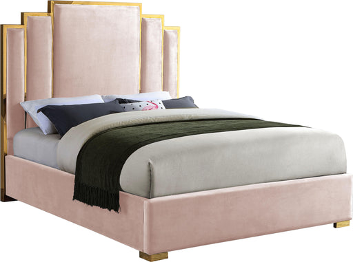 Hugo Pink Velvet Queen Bed image