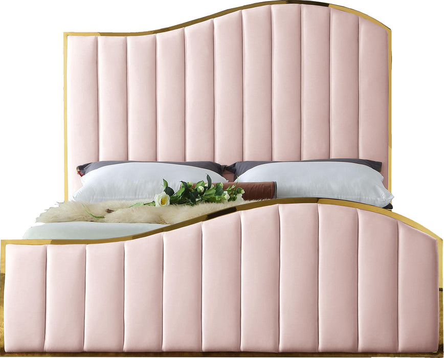 Jolie Pink Velvet King Bed (3 Boxes)