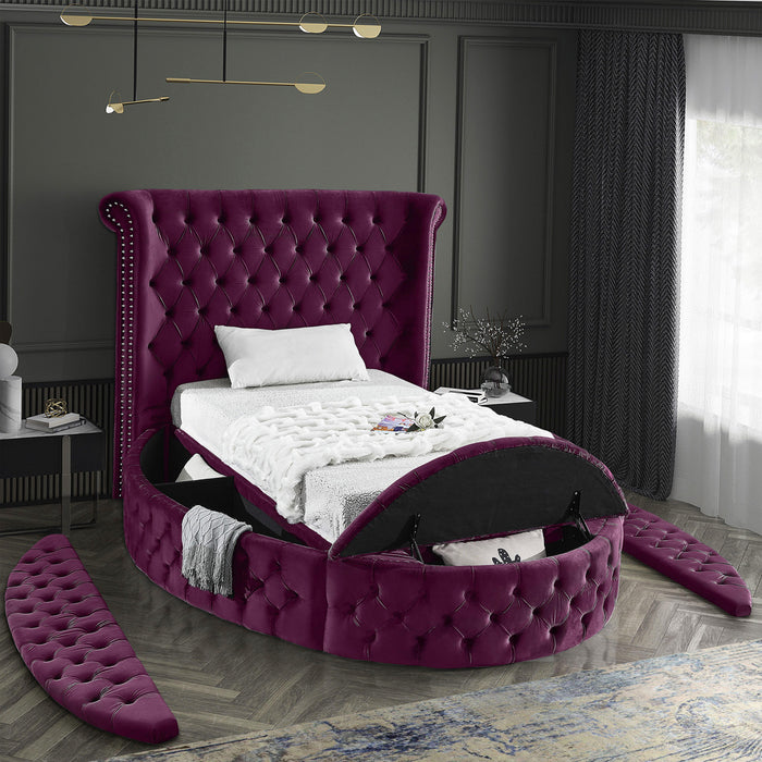 Luxus Purple Velvet Twin Bed