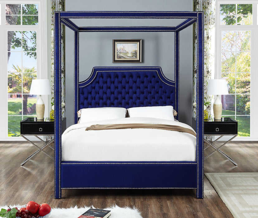 Rowan Navy Velvet King Bed (3 Boxes)