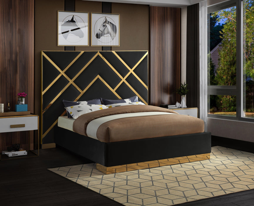 Vector Black Velvet Queen Bed