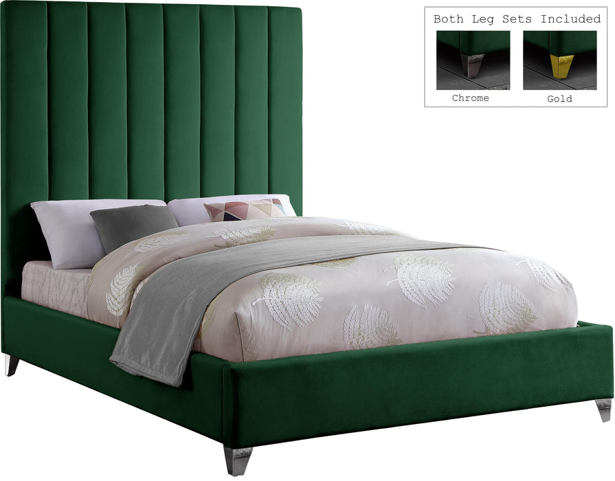 Via Green Velvet Queen Bed