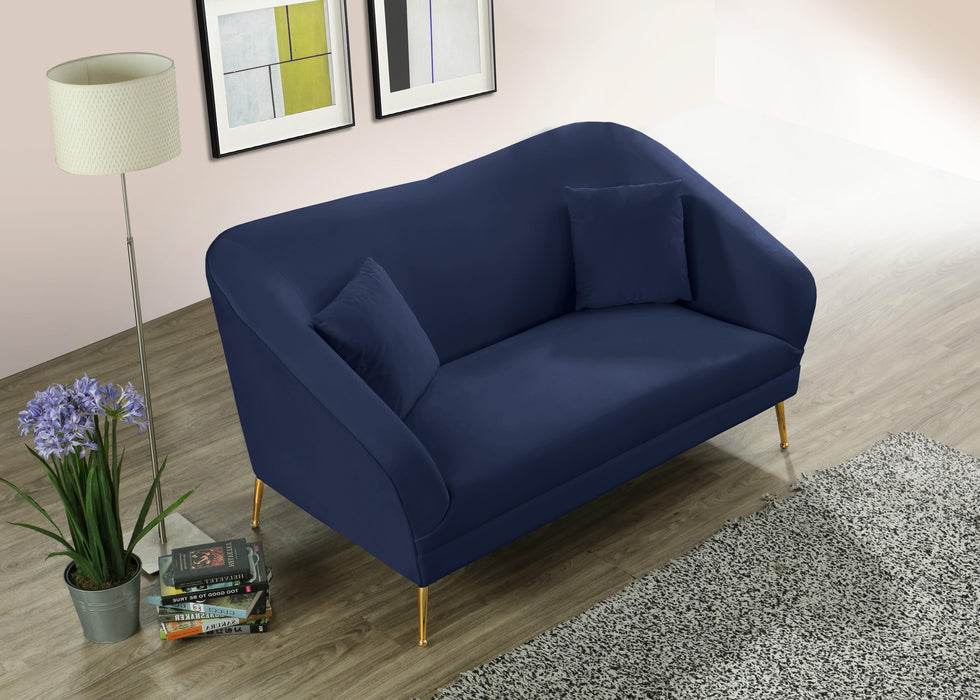 Hermosa Navy Velvet Loveseat