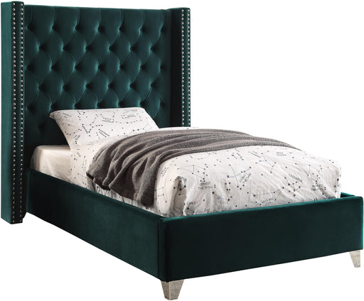 Aiden Green Velvet Twin Bed image