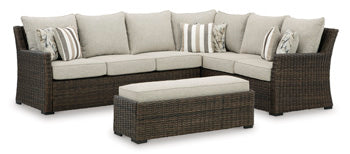 Brook Ranch Outdoor Sofa Sectional/Bench with Cushion (Set of 3)